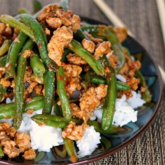 Ground turkey with Chinese green beans