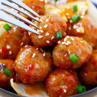 Sweet and sour meatballs for 2