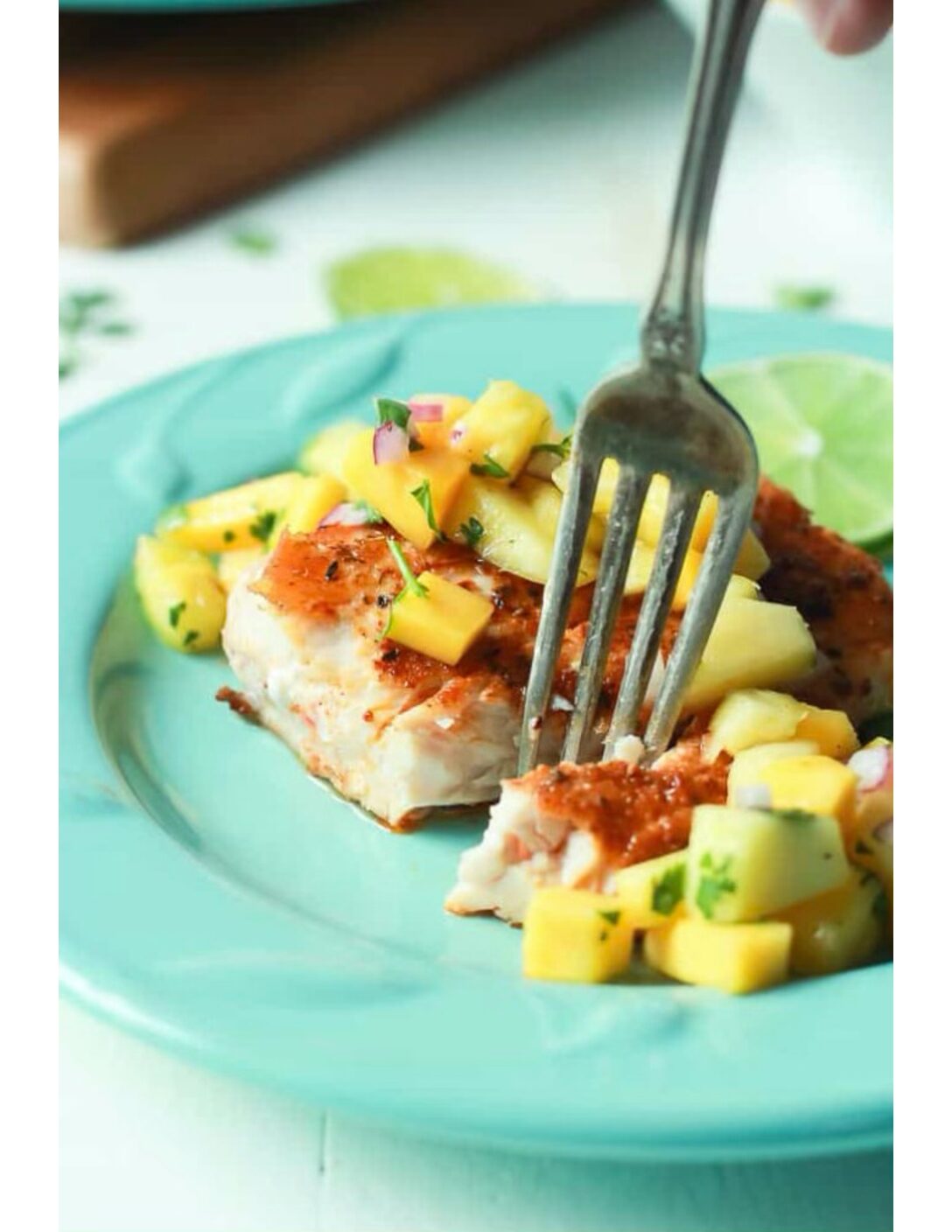 Mahi Mahi with pineapple, mango salsa