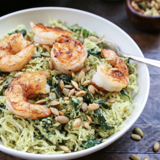 Pesto squash n' sautéed Shrimp